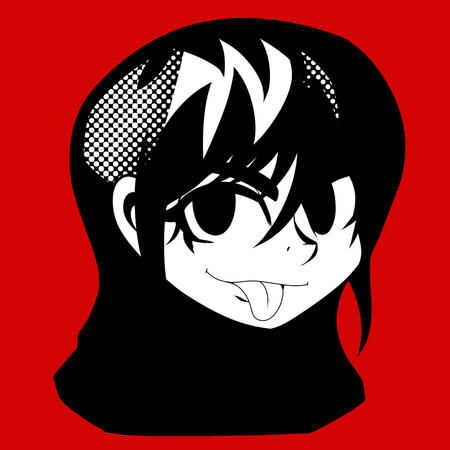 Flat head shot replicating the Persona 5 art style